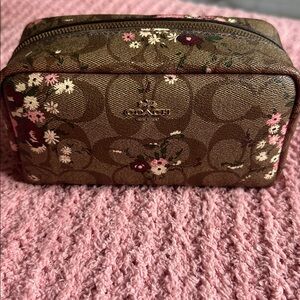 Coach Brown Floral Signature Cosmetic Case